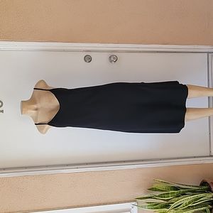 See You Monday black satin midi slip dress